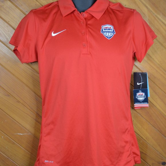 Nike Tops - Nike Dri-Fit USA Basketball Polo Shirt Red Womens
